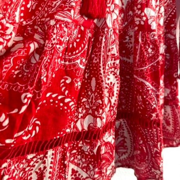 B.O.G Collective Paprika Red Paisley Mini Dress XS NWT Boho, Indie, Cottagecore - Picture 5 of 8
